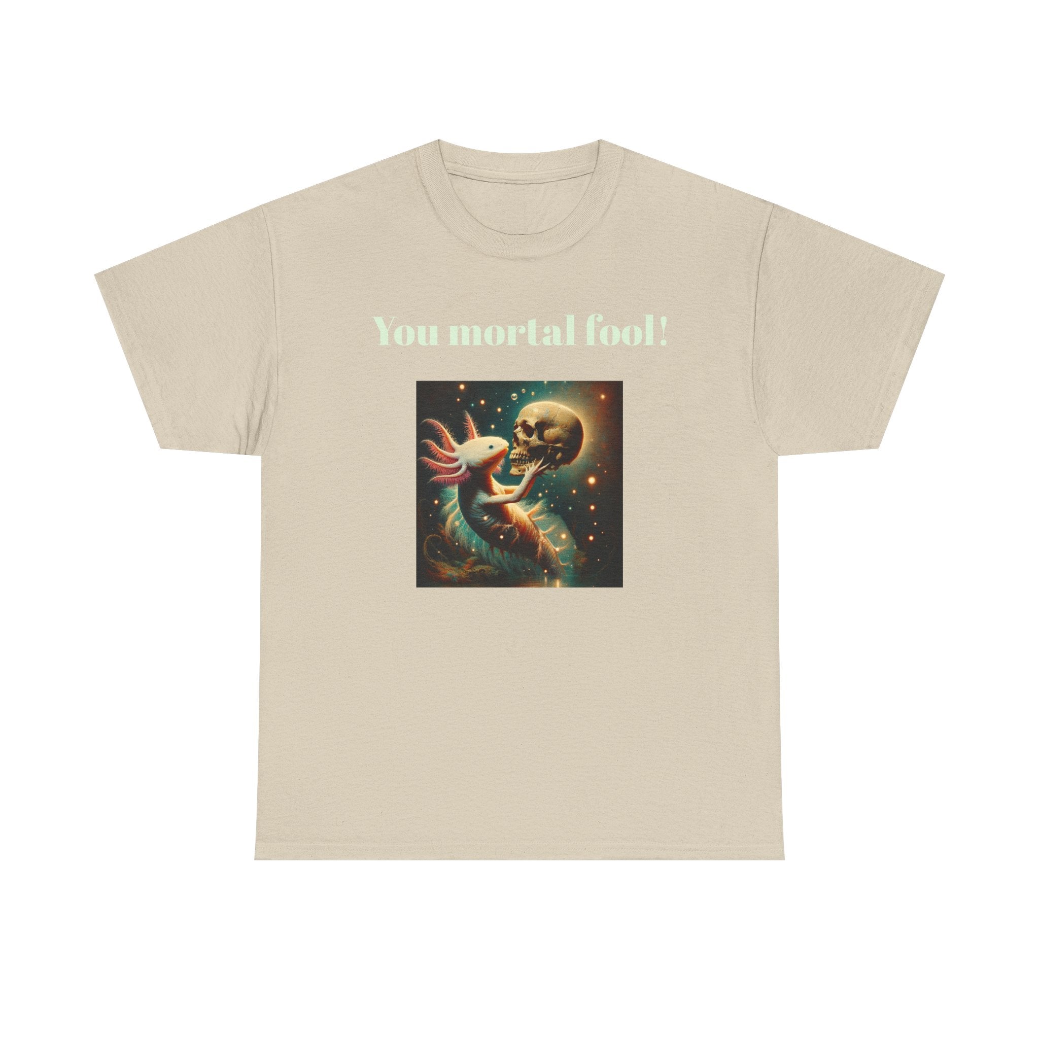 Wise Axolotl Unisex Heavy Cotton Tee, Humor Apparel, Animal Lover Gift, Casual Wear, Summer Tee, Meme Shirt