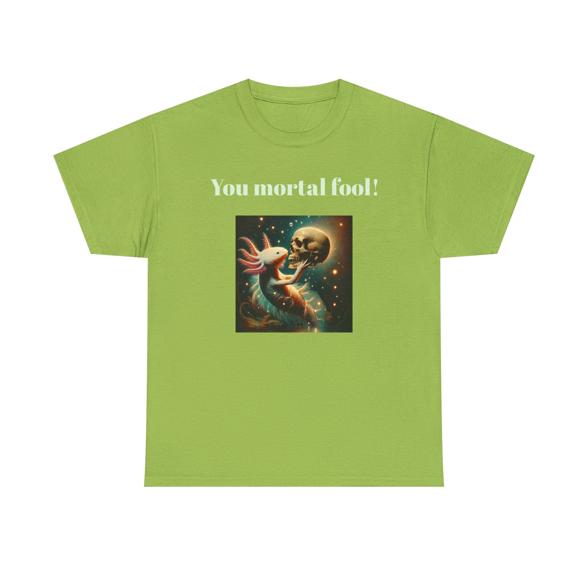 Wise Axolotl Unisex Heavy Cotton Tee, Humor Apparel, Animal Lover Gift, Casual Wear, Summer Tee, Meme Shirt