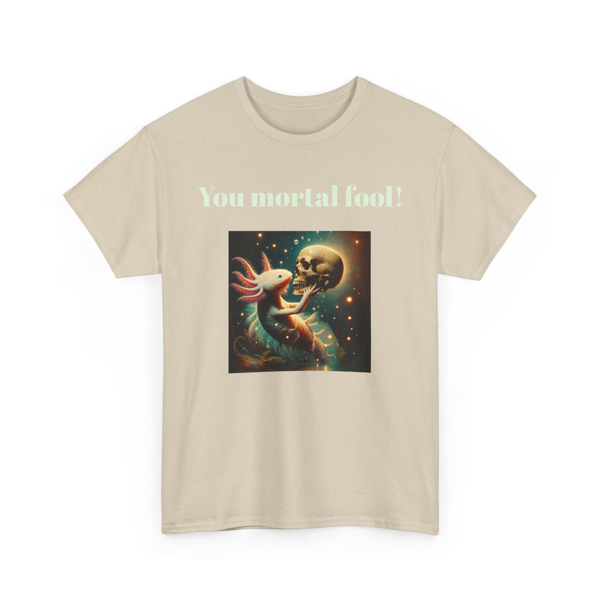 Wise Axolotl Unisex Heavy Cotton Tee, Humor Apparel, Animal Lover Gift, Casual Wear, Summer Tee, Meme Shirt