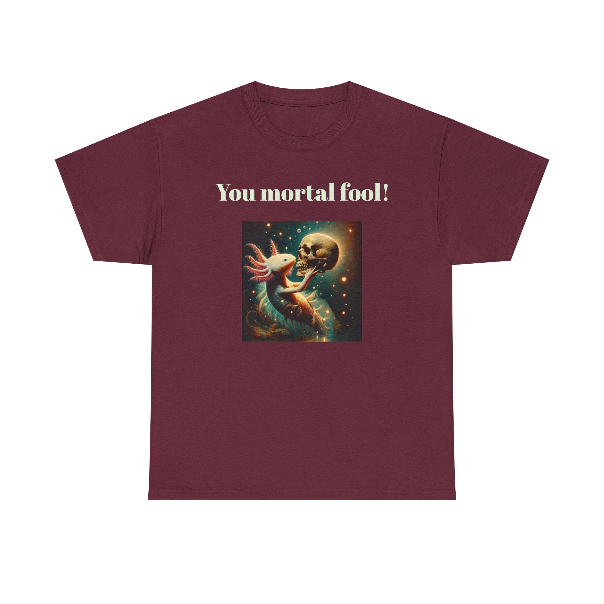 Wise Axolotl Unisex Heavy Cotton Tee, Humor Apparel, Animal Lover Gift, Casual Wear, Summer Tee, Meme Shirt