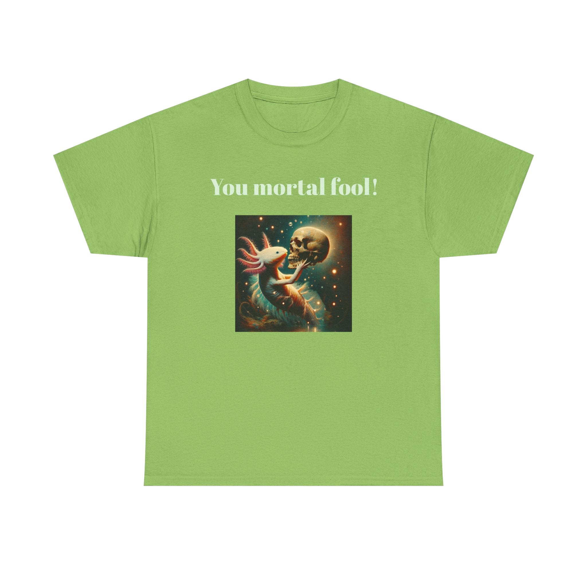 Wise Axolotl Unisex Heavy Cotton Tee, Humor Apparel, Animal Lover Gift, Casual Wear, Summer Tee, Meme Shirt