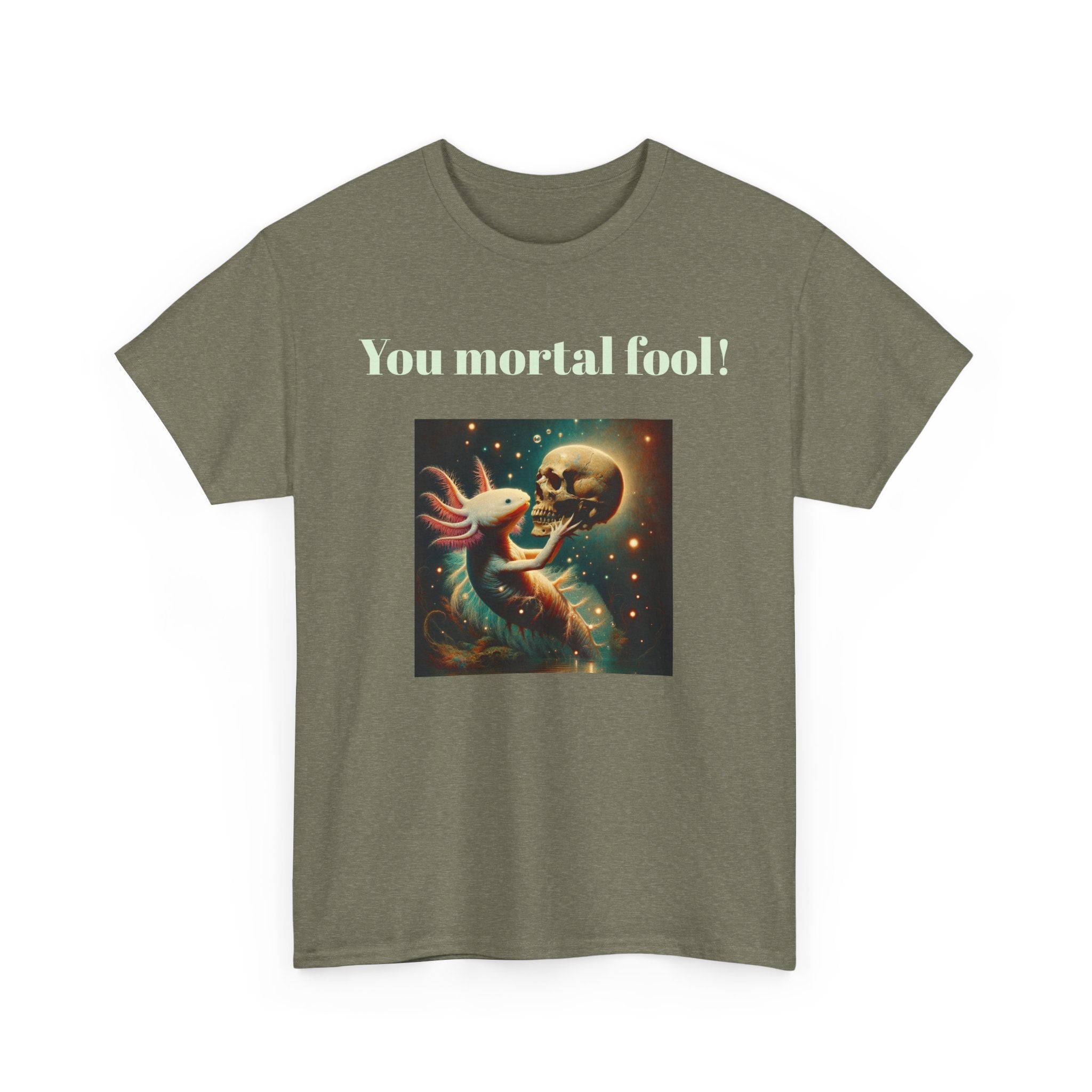 Wise Axolotl Unisex Heavy Cotton Tee, Humor Apparel, Animal Lover Gift, Casual Wear, Summer Tee, Meme Shirt