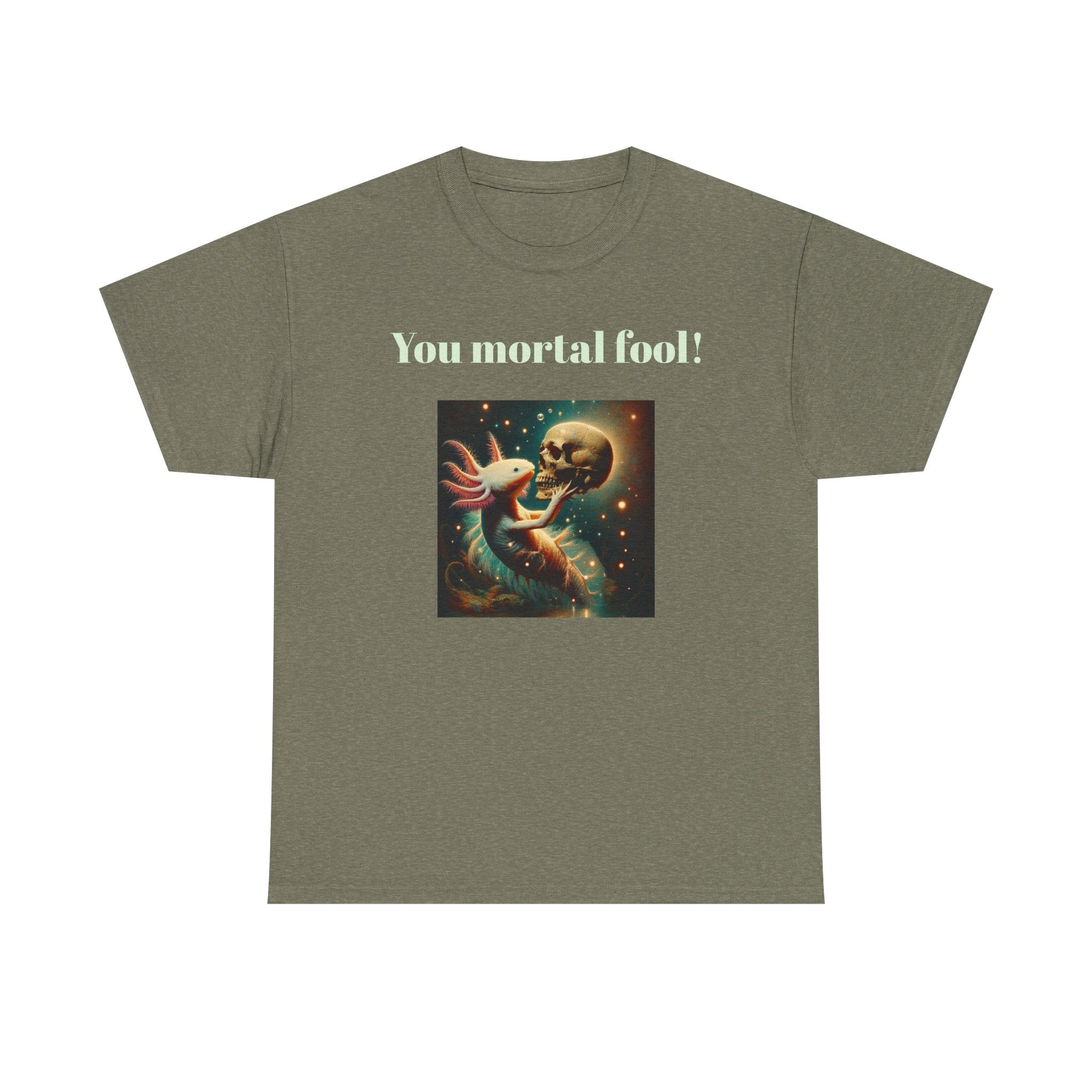 Wise Axolotl Unisex Heavy Cotton Tee, Humor Apparel, Animal Lover Gift, Casual Wear, Summer Tee, Meme Shirt